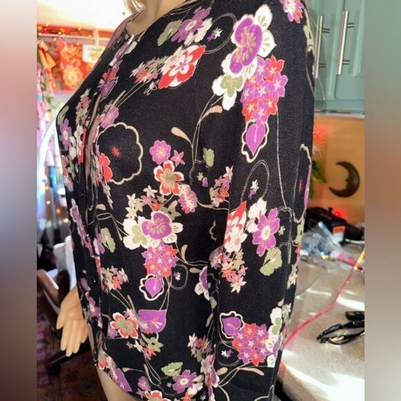 Ann Taylor Loft Floral Multi Color Cardigan sz M - Picture 4 of 6